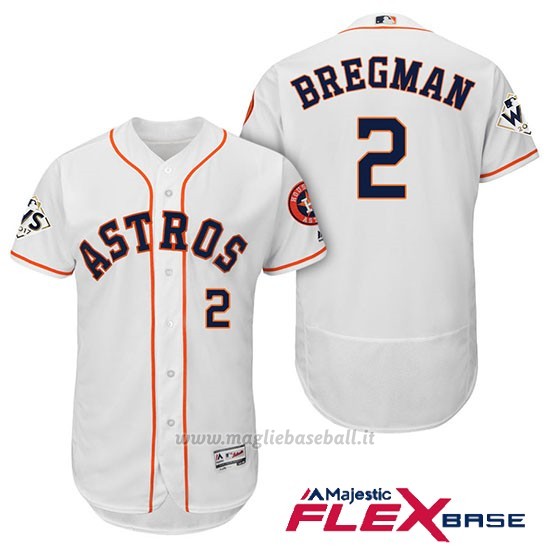 Maglia Baseball Uomo Houston Astros 2017 World Series Alex Bregman Bianco Flex Base